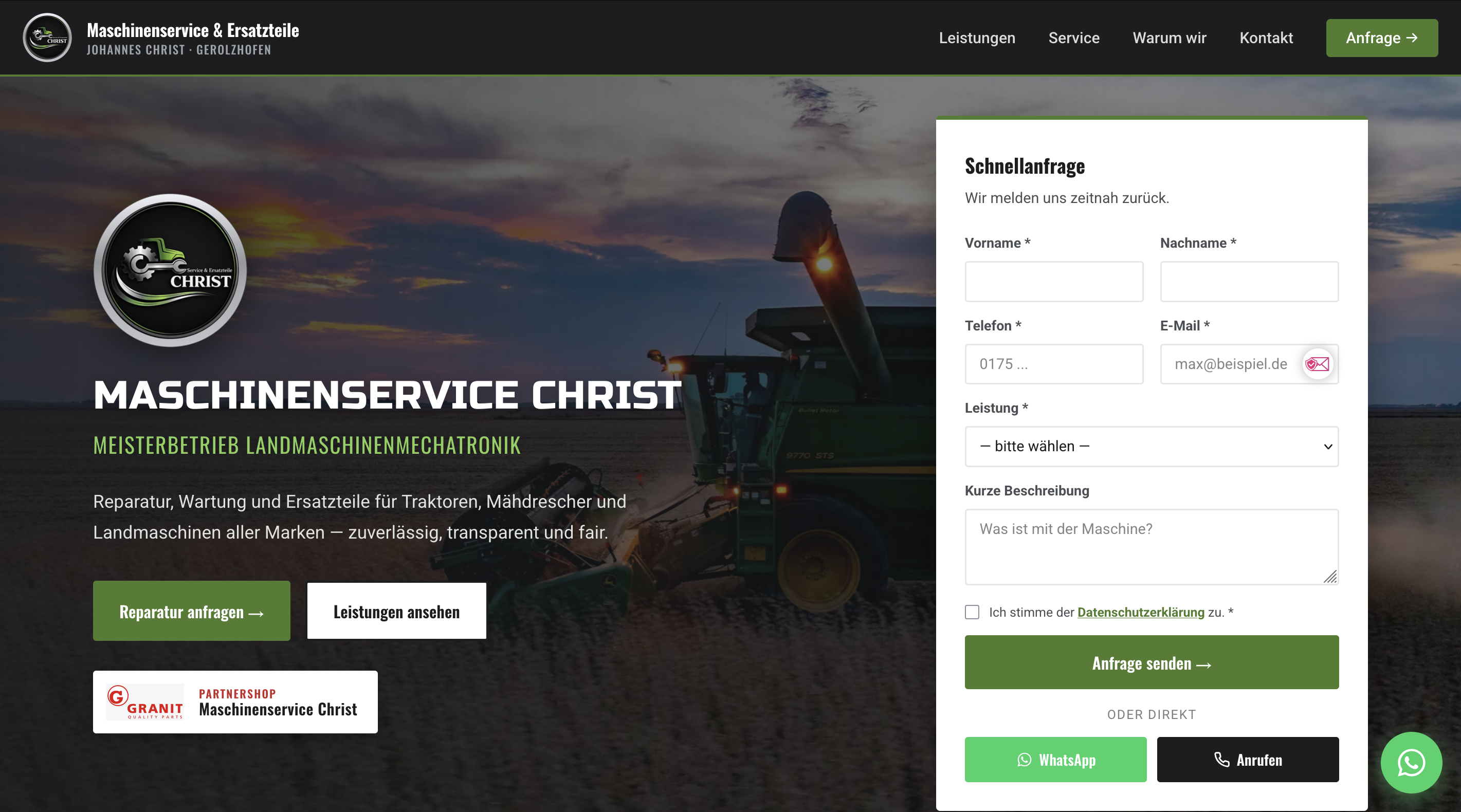 Website Referenz: Landmaschinen-Service Christ Gerolzhofen